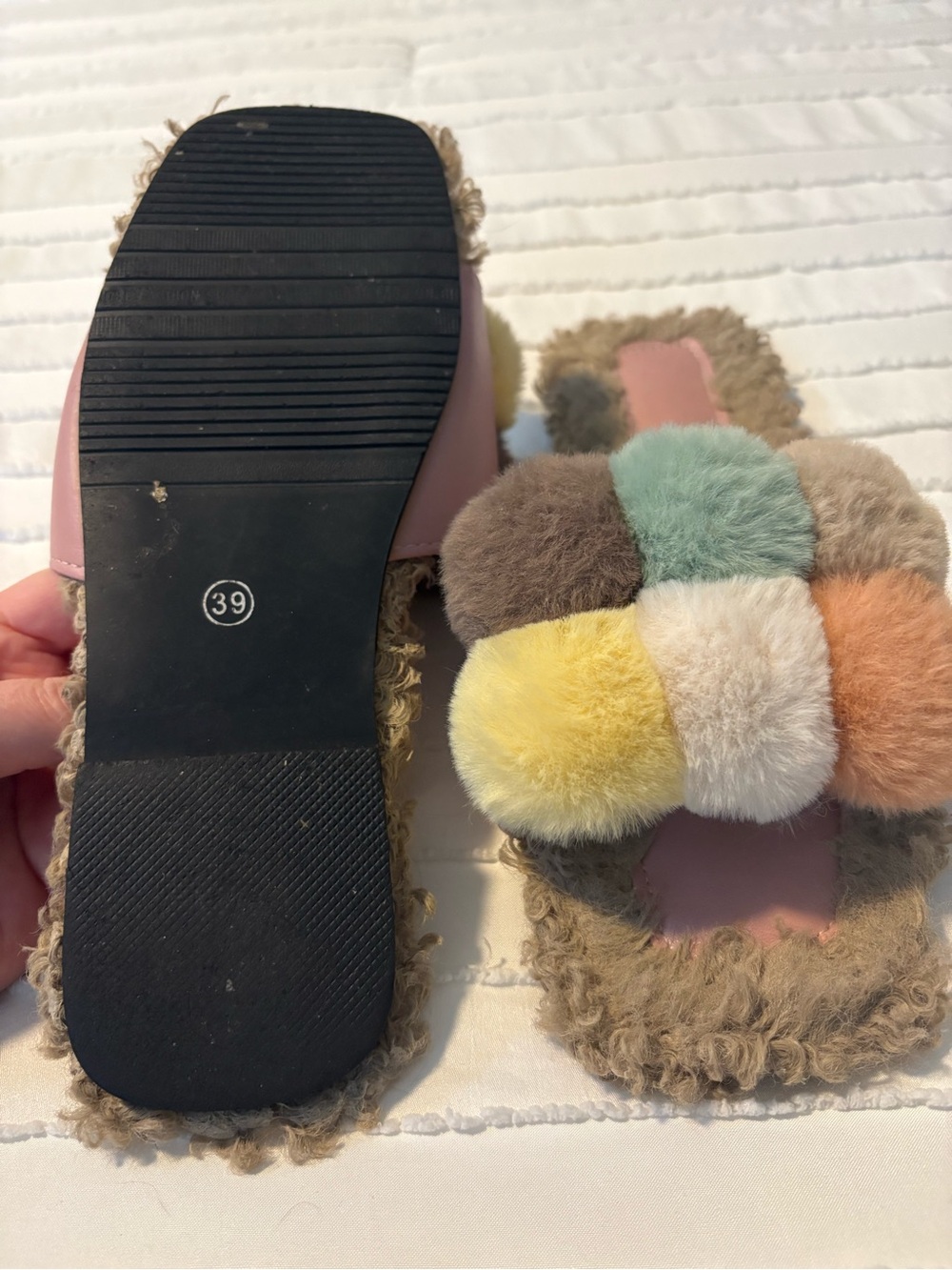 Multi-Color Fuzzy Slide Sandals - Picture 3 of 4